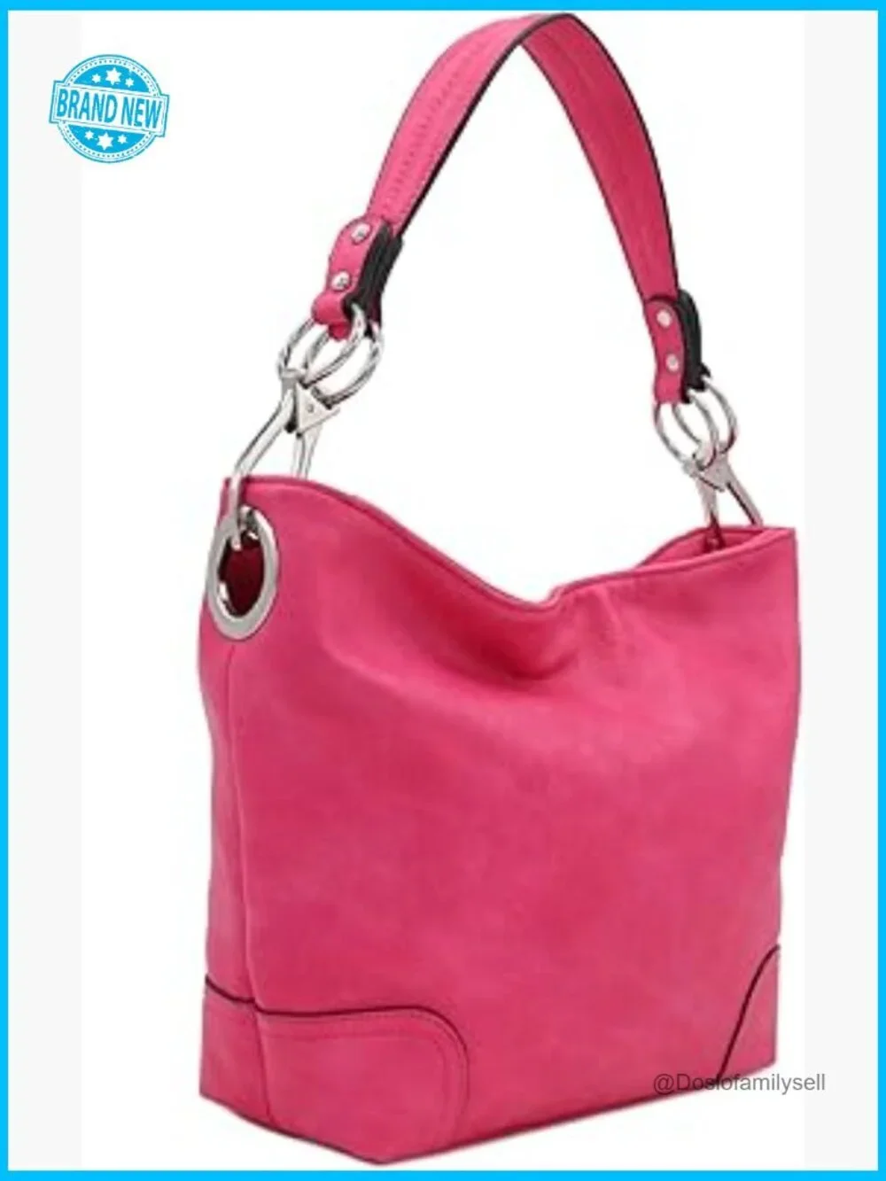 Faux Leather Hobo Shoulder Bag with Big Snap Hook Hardware